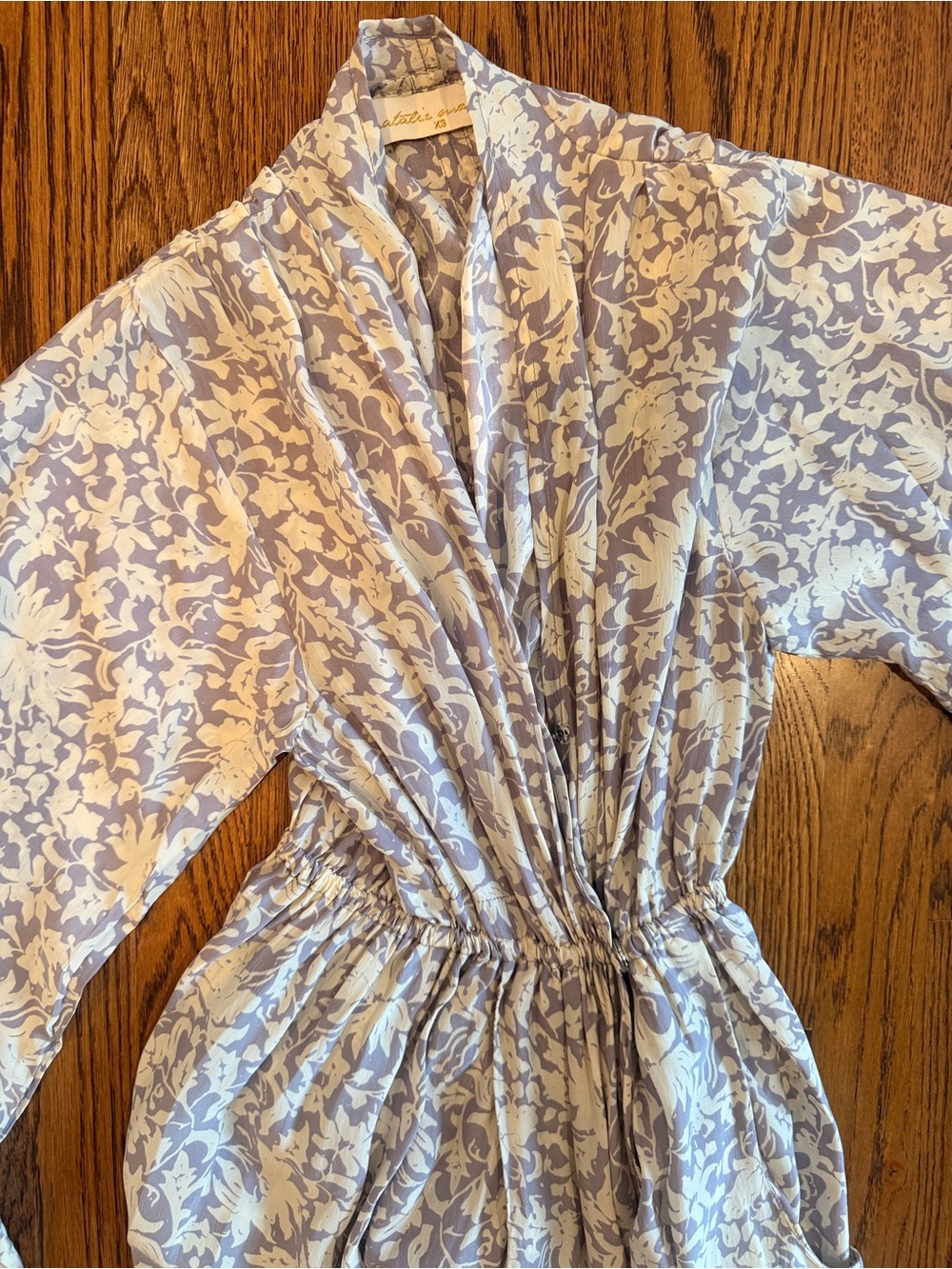 NWOT Natalie Martin Light Lavender Floral v neck silk Wrap Dress  XS